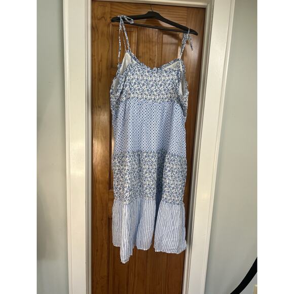 Gap Tiered MIDI Sundress Blue Sweetheart Neckline 3X Beach Cruise Event - Picture 3 of 8